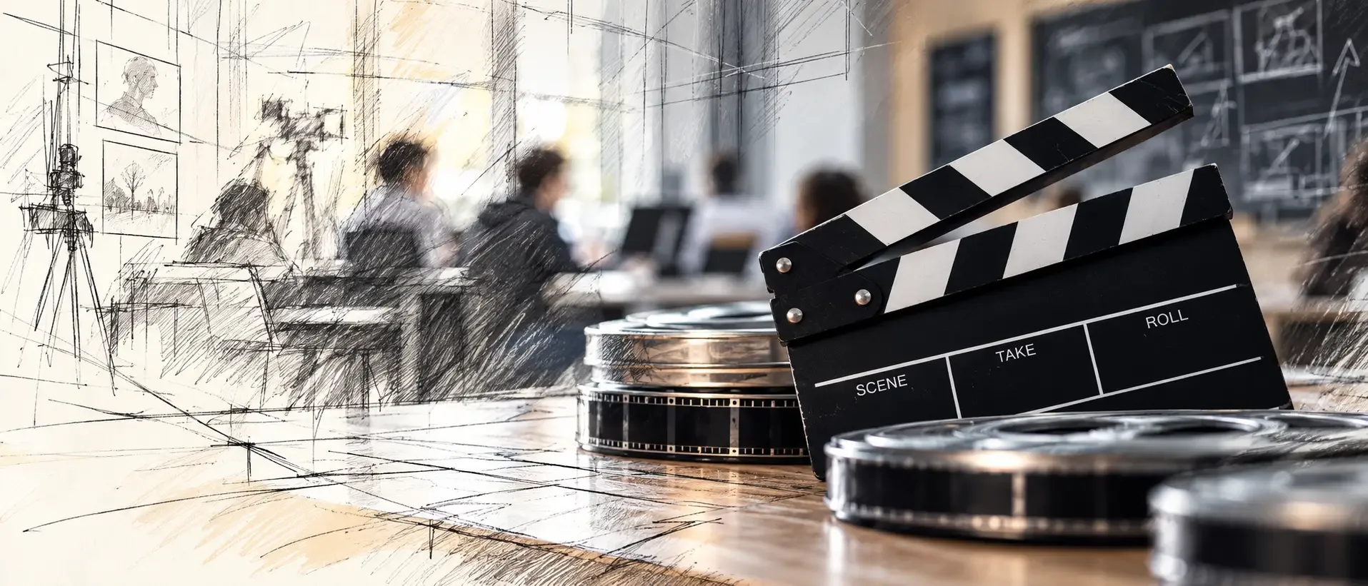 Joven trabajando con una cámara cinematográfica